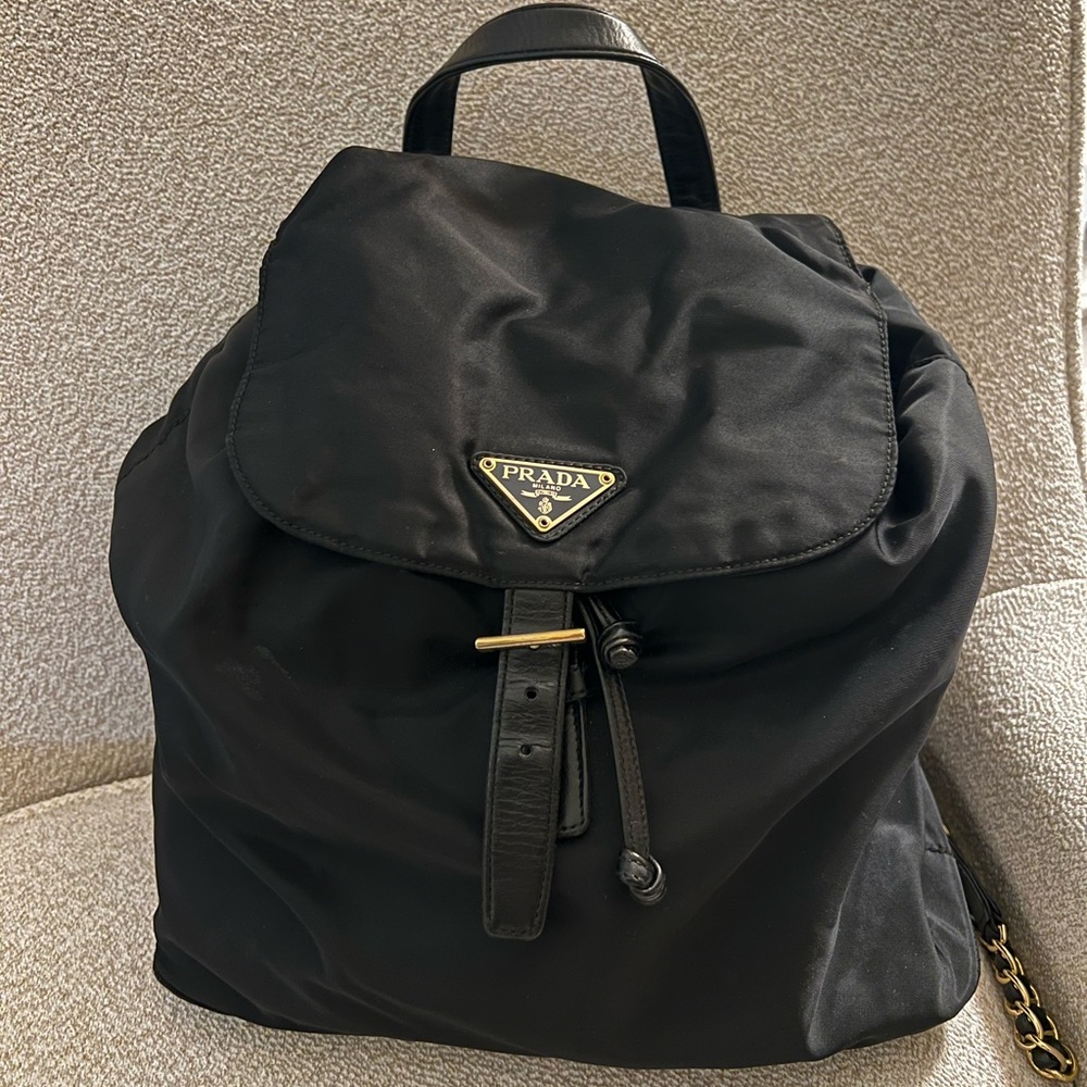 Prada nylon chain backpack second hand